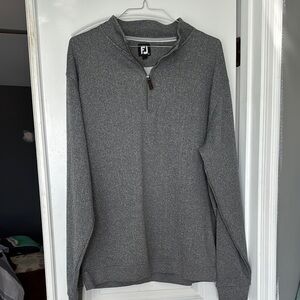 Men's FootJoy Gray Quarter-Zip  Sweater with Ribbed Cuffs, XXL